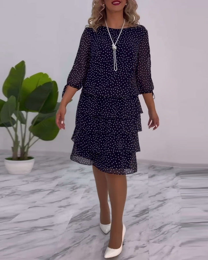 Ava™ | Tiered Polka Midi Dress