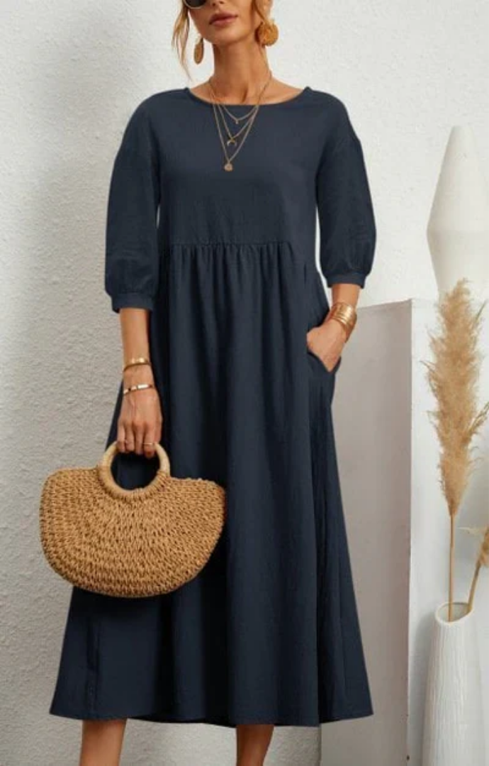 Priella™ - Elegant Puff-Sleeve Maxi Dress