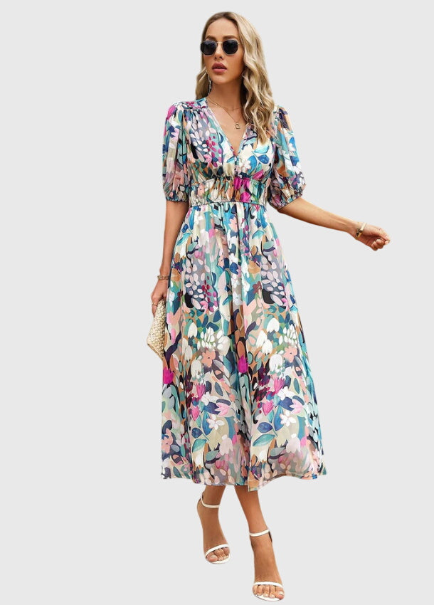 Merlin™ | Flattering Floral Midi Dress – Clara & June