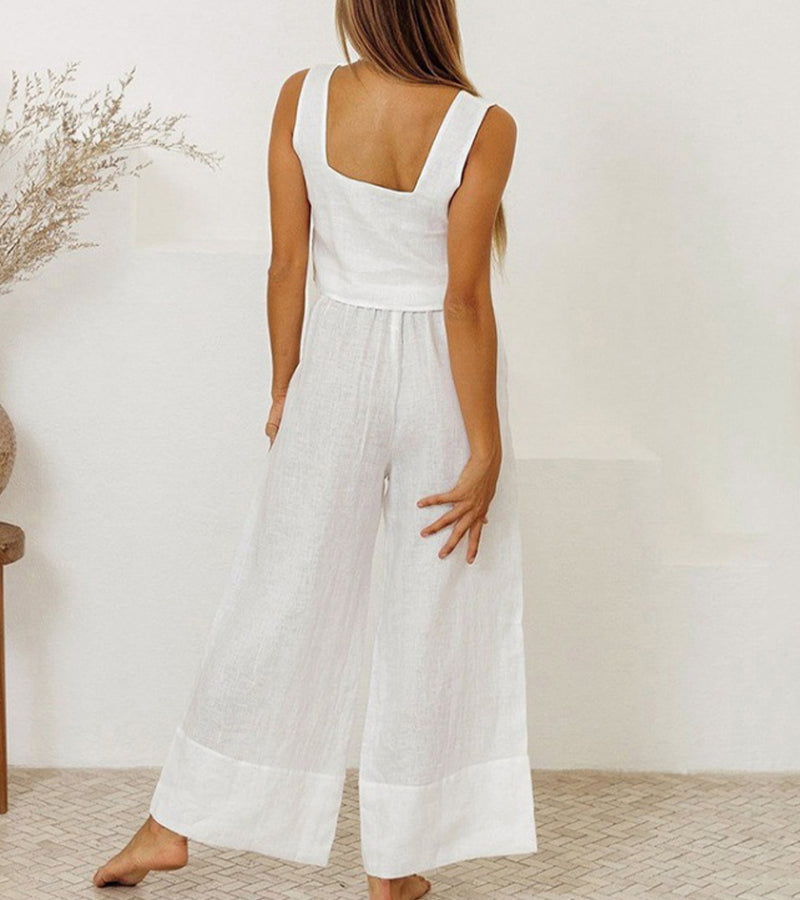Milena - Minimalist Top and Wide-Leg Pants Set