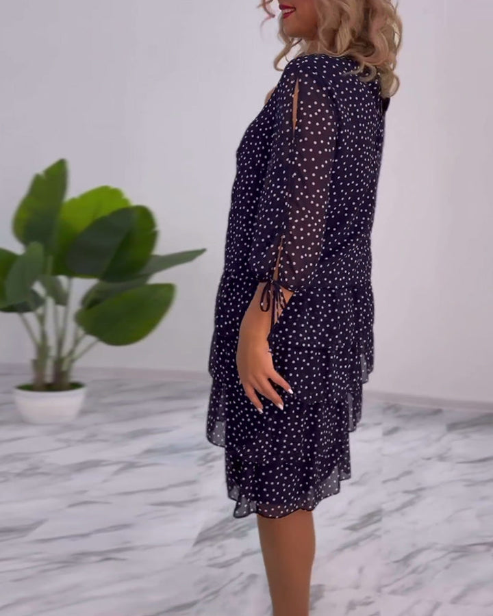 Ava™ | Tiered Polka Midi Dress