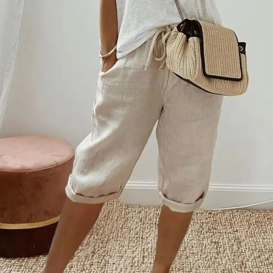 Fenlorn™ | Linen Drawstring Capri Shorts