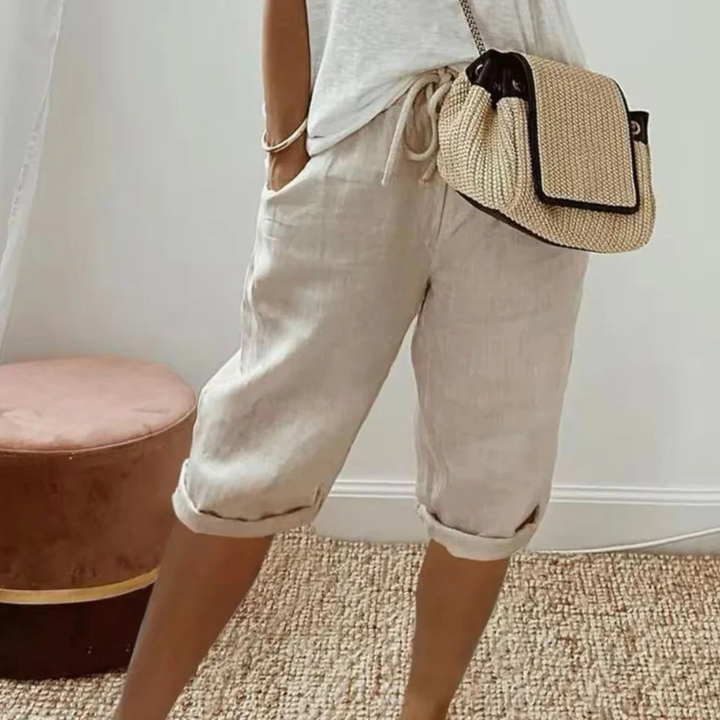 Fenlorn™ | Linen Drawstring Capri Shorts