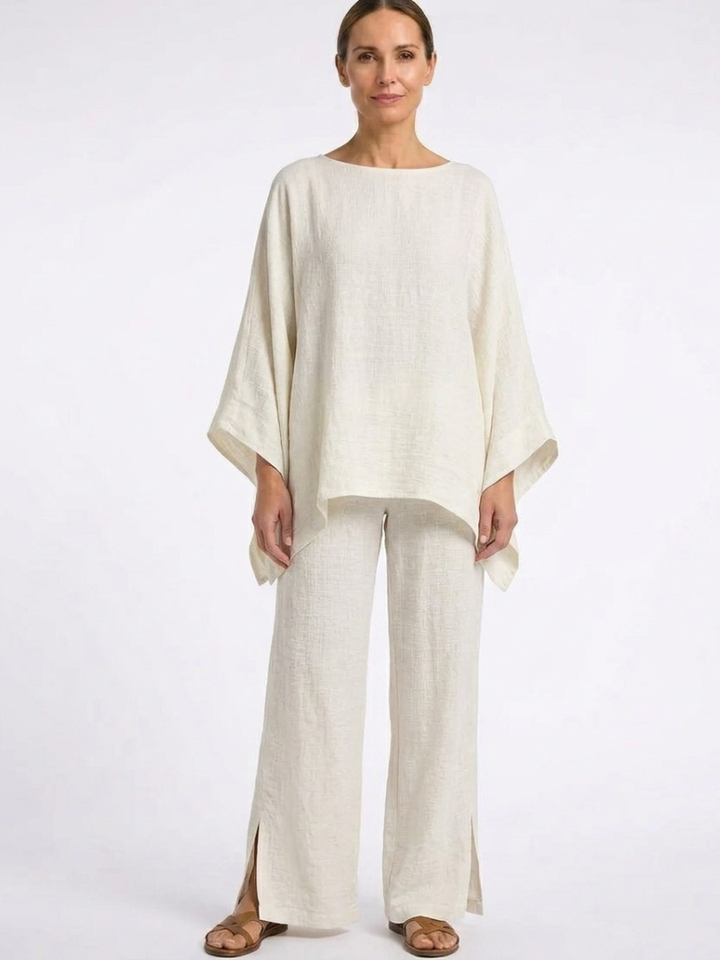 Cristina | Soft Two-Piece Set with Long Sleeves and Wide Pants