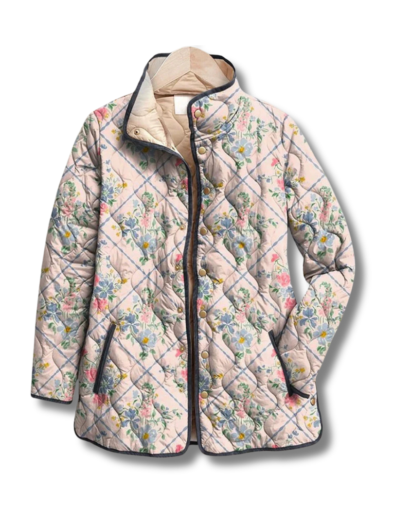 Jeannie™ | Charming Vintage Floral Print Quilted Jacket