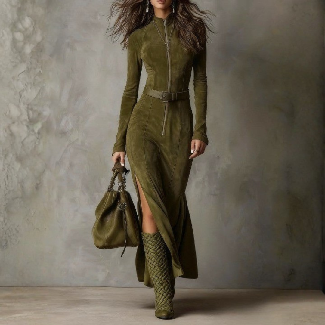 Lunori™ - Alessia Long Suede Dress