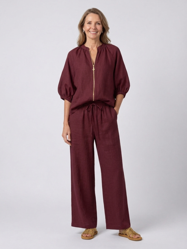 Alba | Relaxed Button-Up Shirt and Wide-Leg Pants Co-Ord Set
