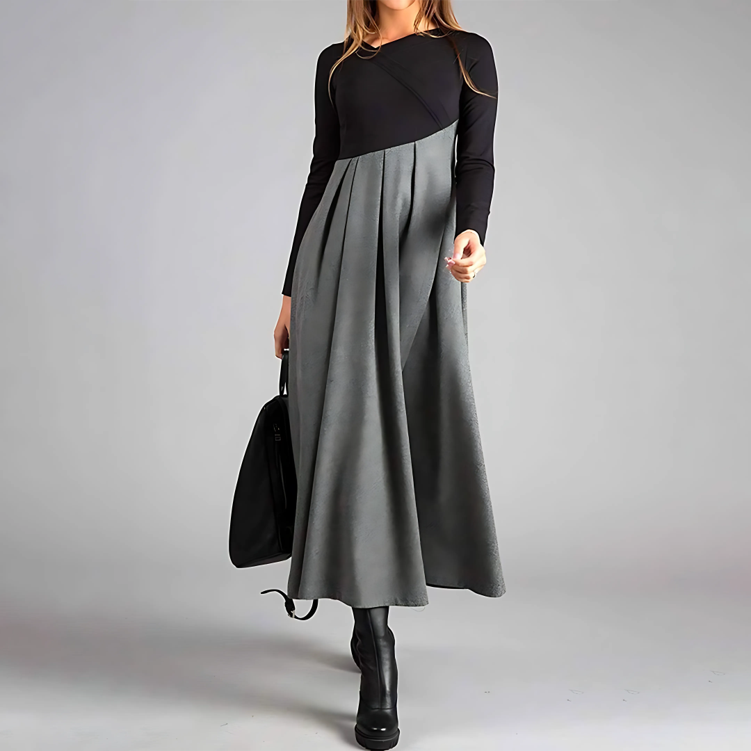 Amara™ | Elegant Two-Tone Maxi Dress