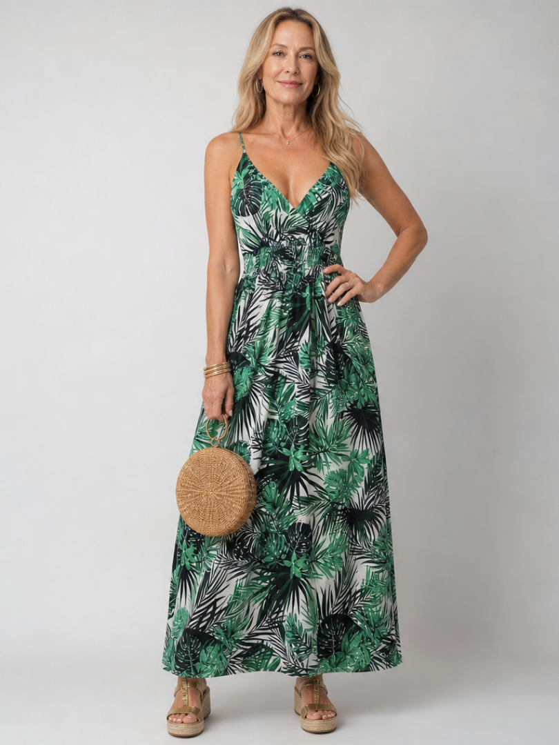 Sheena™ | Tropical Print Summer Maxi Dress