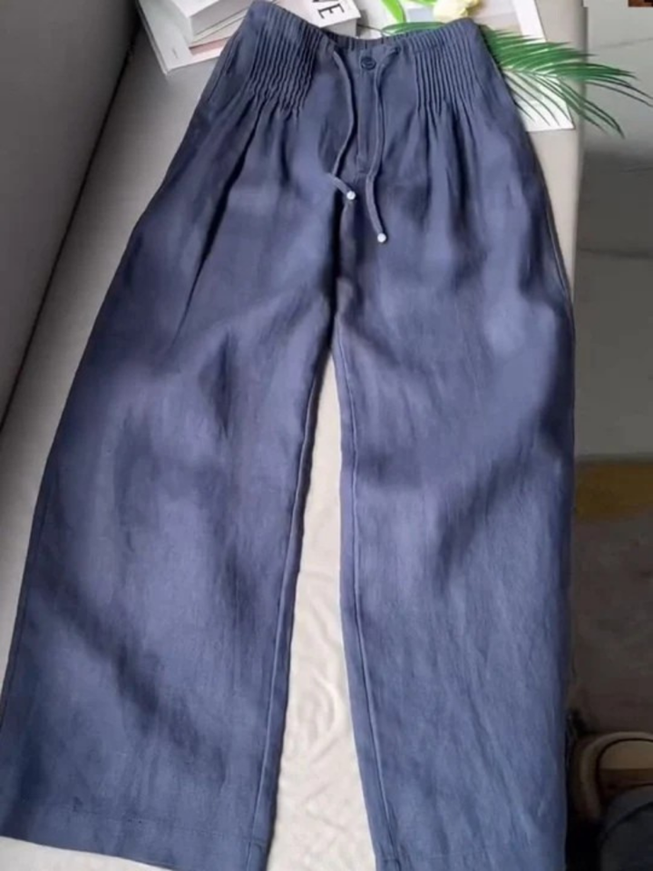 Camille | Wide-leg Pants in Cotton and Linen Blend