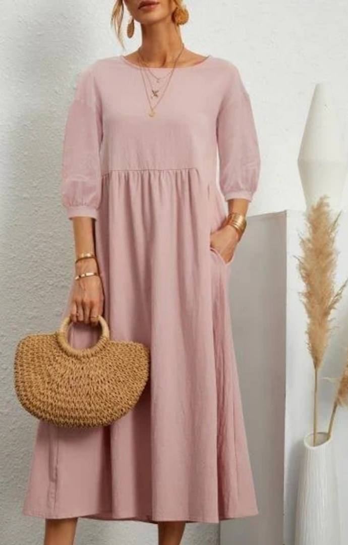 Priella™ - Elegant Puff-Sleeve Maxi Dress