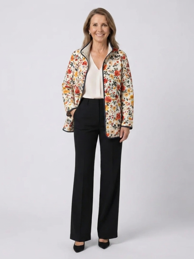 Zadie - Charming Vintage Floral Print Quilted Jacket