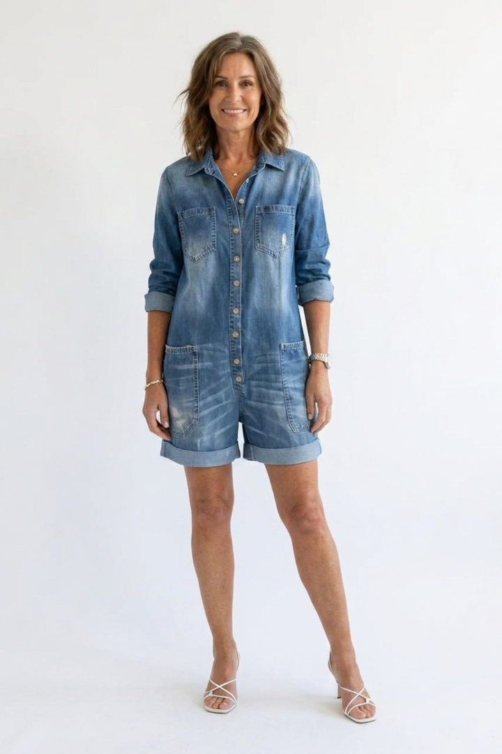 Nora | Casual Denim Jumpsuit Shorts