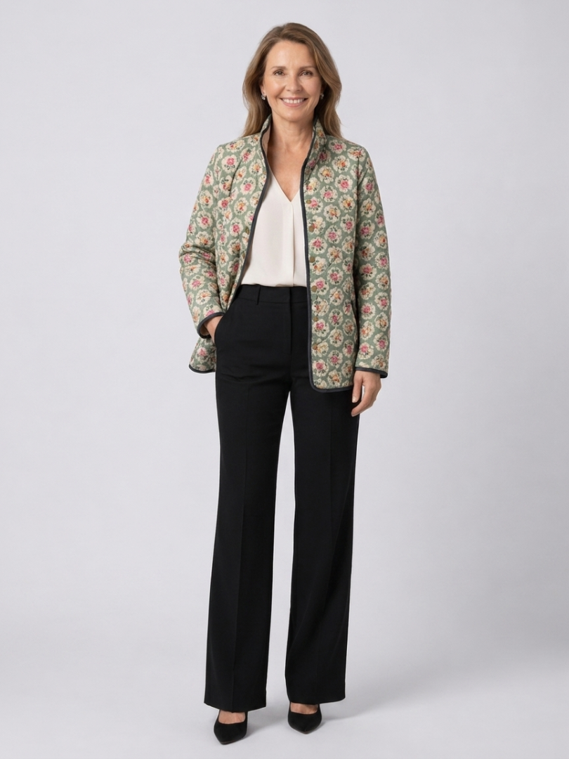 Aveline™ | Vintage Floral Art Print Quilted Jacket