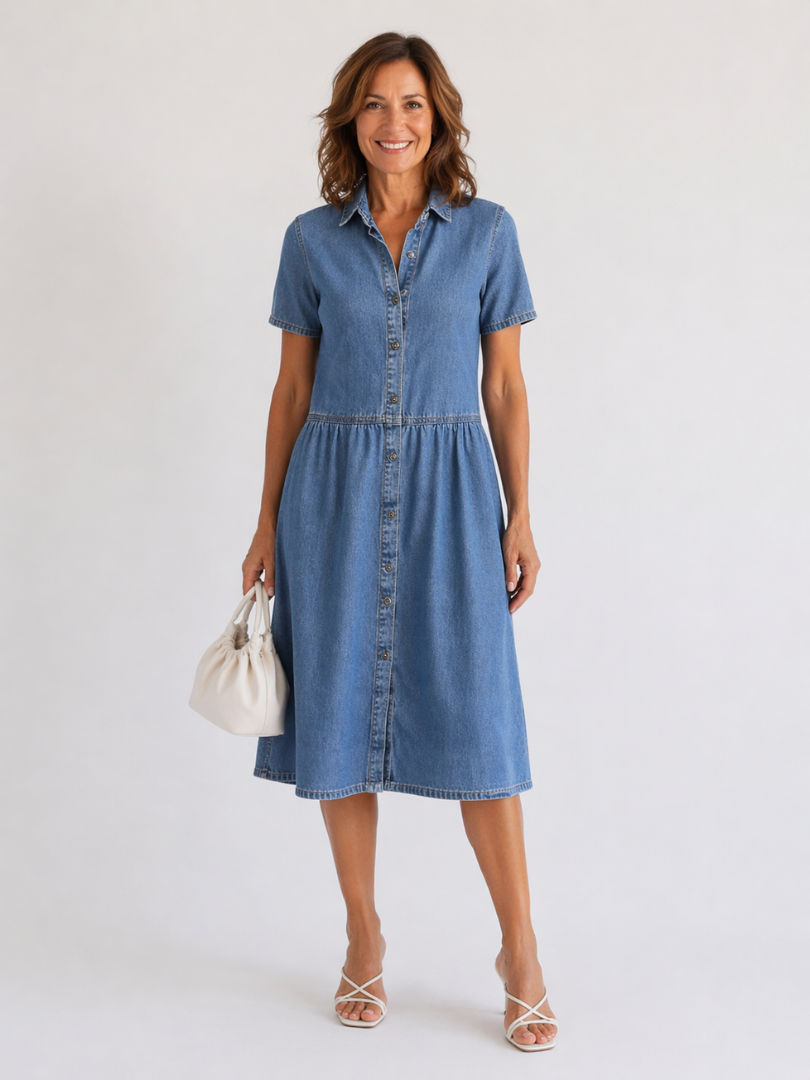 Cornelia™ | Casual Everyday Vintage Denim Midi Dress