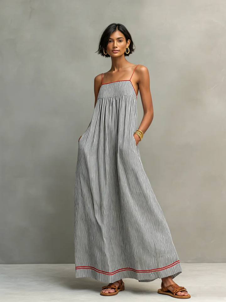 Joanne™ | Long striped dress with thin straps