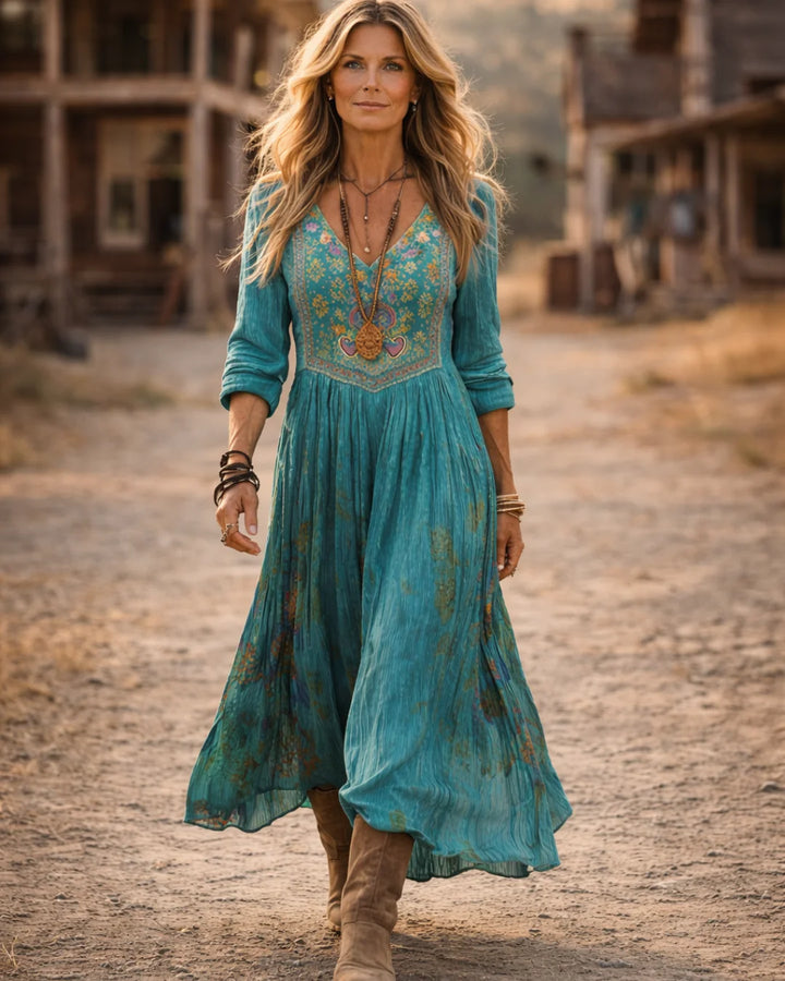 Sage™ | Elegant Embroidered Maxi Dress