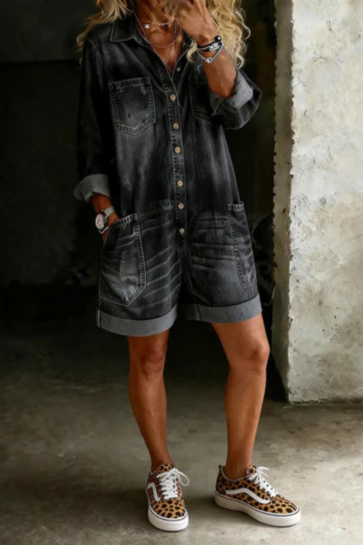 Nora | Casual Denim Jumpsuit Shorts