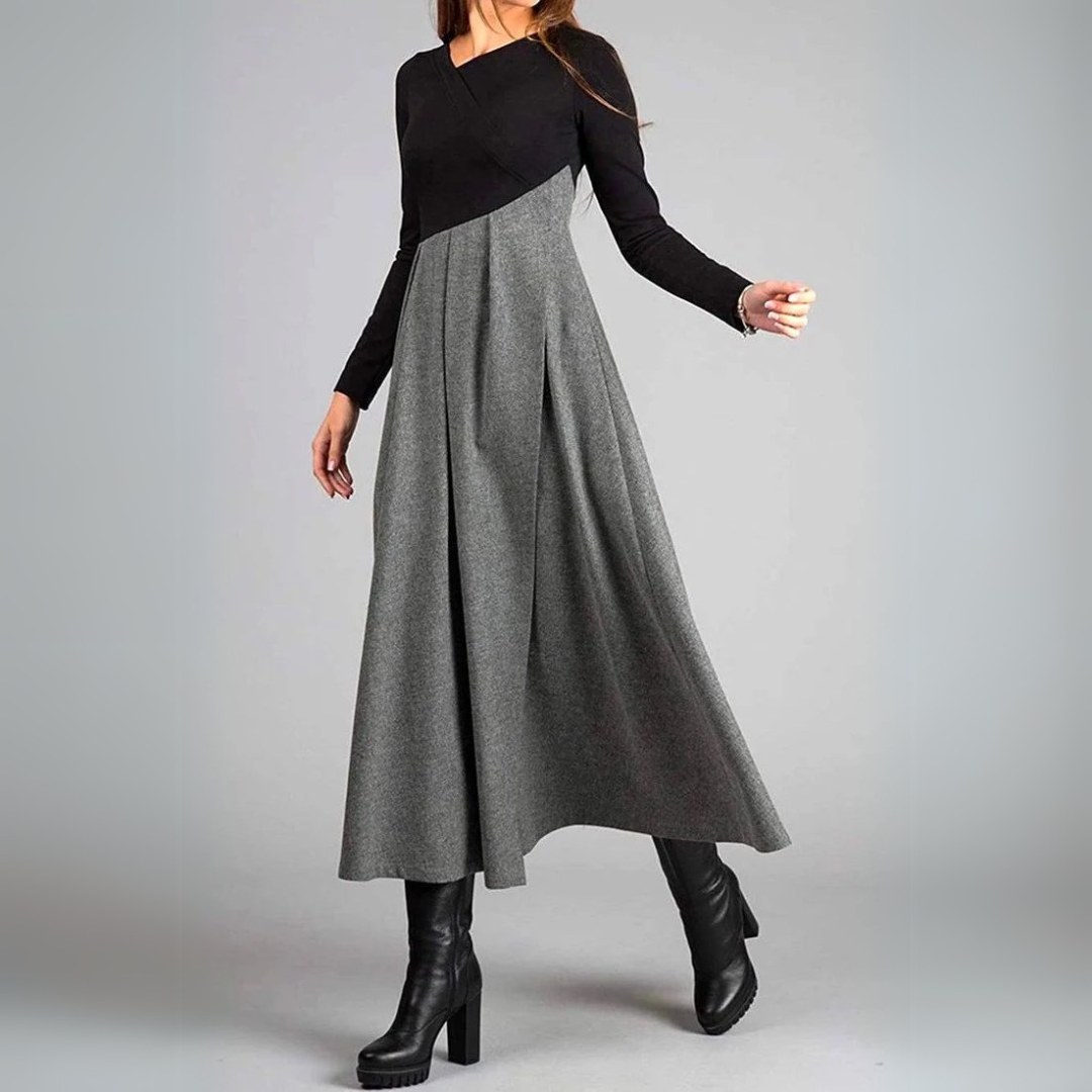 Amara™ | Elegant Two-Tone Maxi Dress