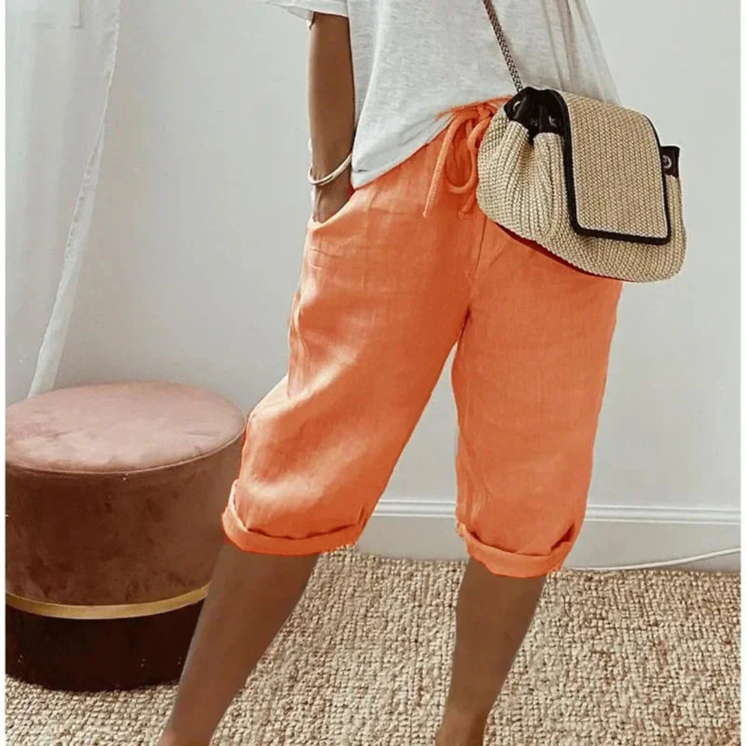 Fenlorn™ | Linen Drawstring Capri Shorts