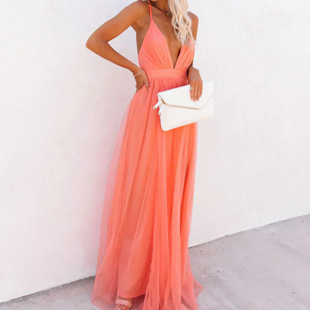 La Scintilla | Coral Light Maxi Dress