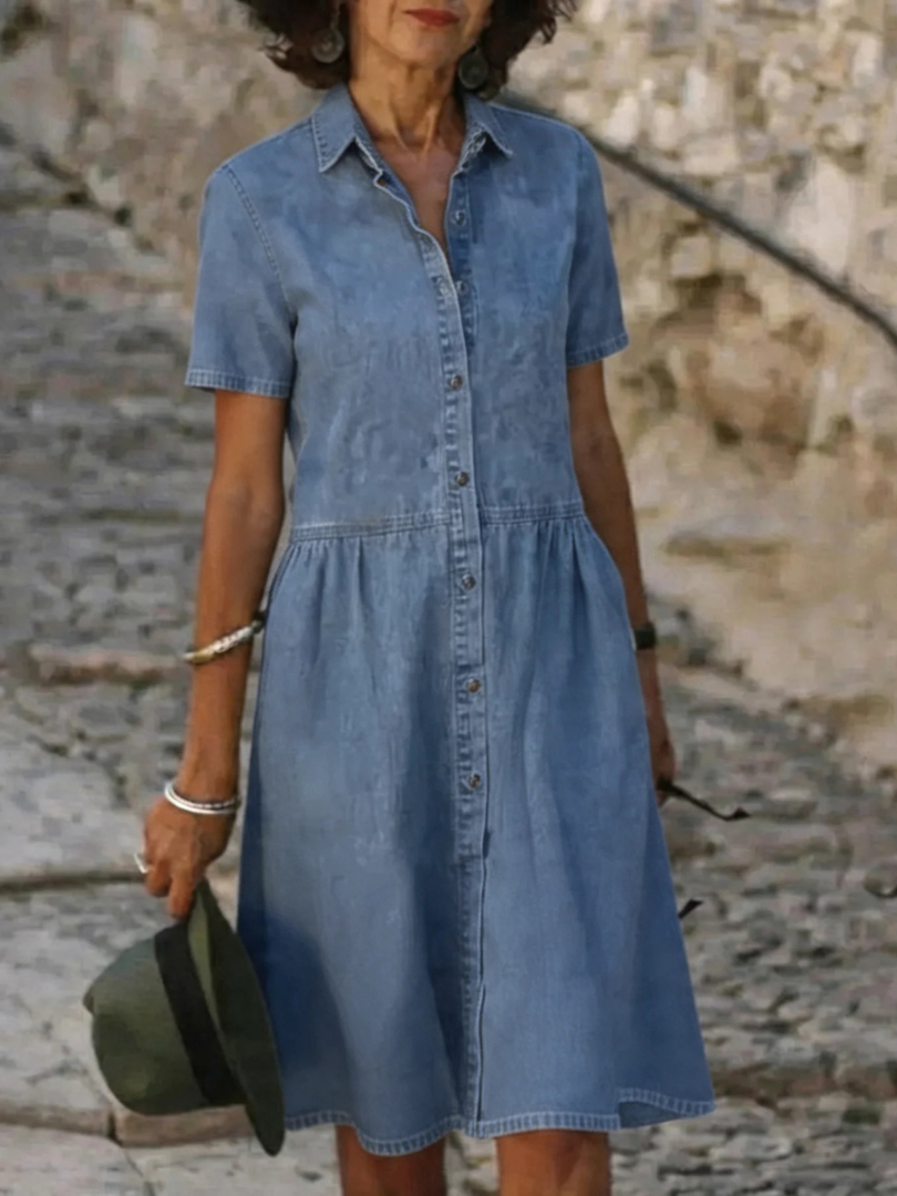 Cornelia™ | Casual Everyday Vintage Denim Midi Dress