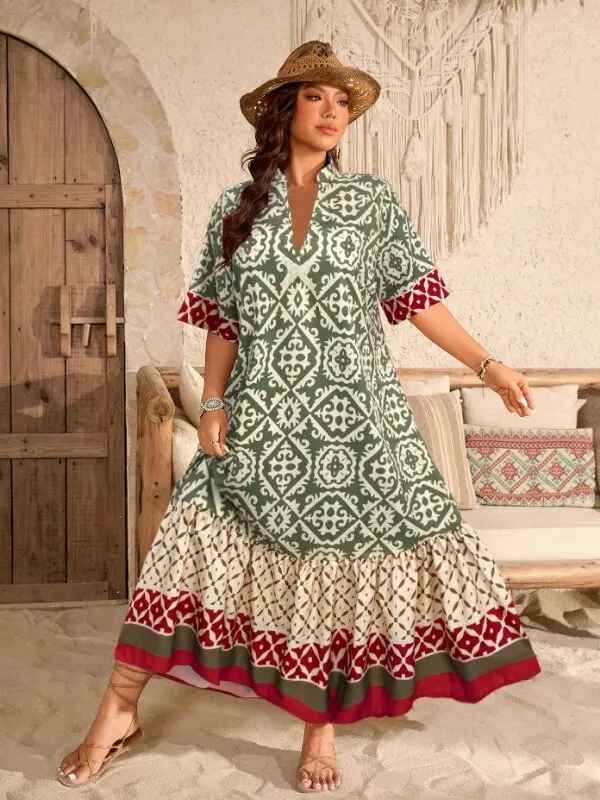 Harlienne™ | Bohemian Pattern Maxi Dress