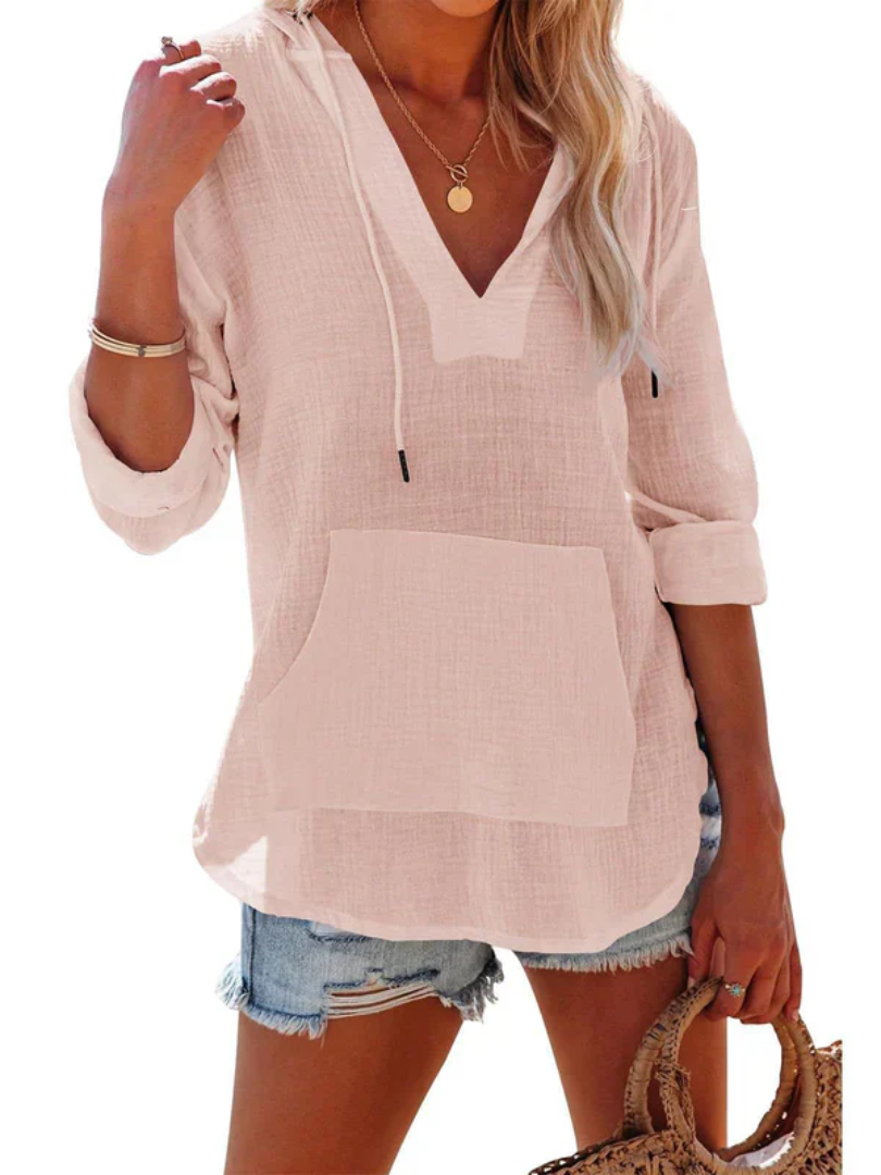 Grazia™ | Casual V-Neck Hooded T-Shirt