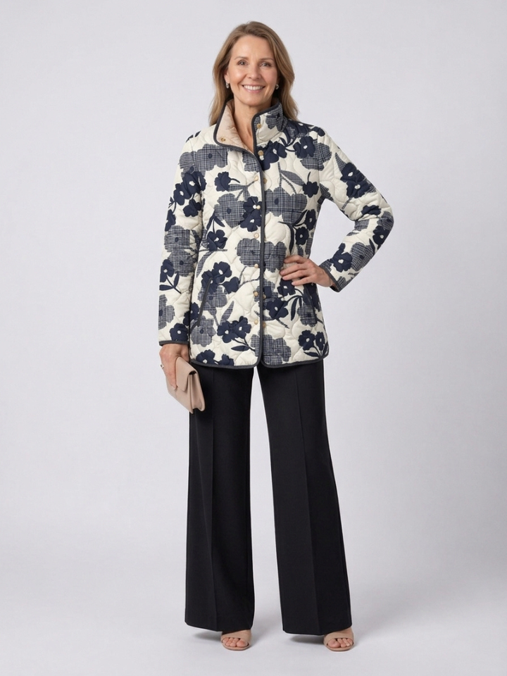 Marsha™ | Charming Vintage Floral Print Quilted Jacket