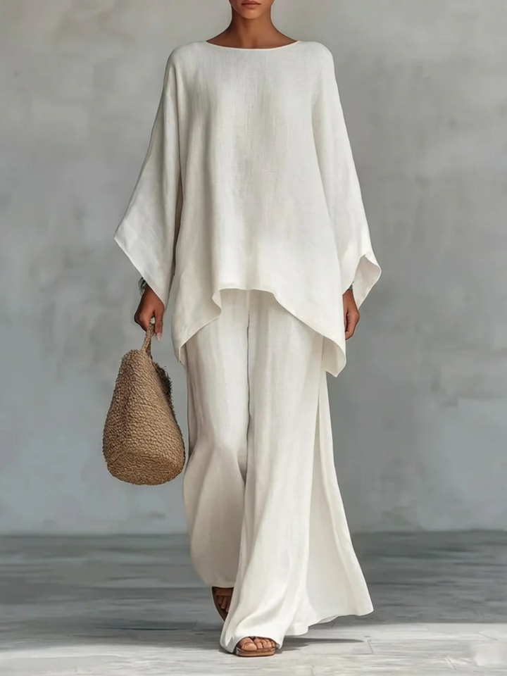 Cristina | Soft Two-Piece Set with Long Sleeves and Wide Pants