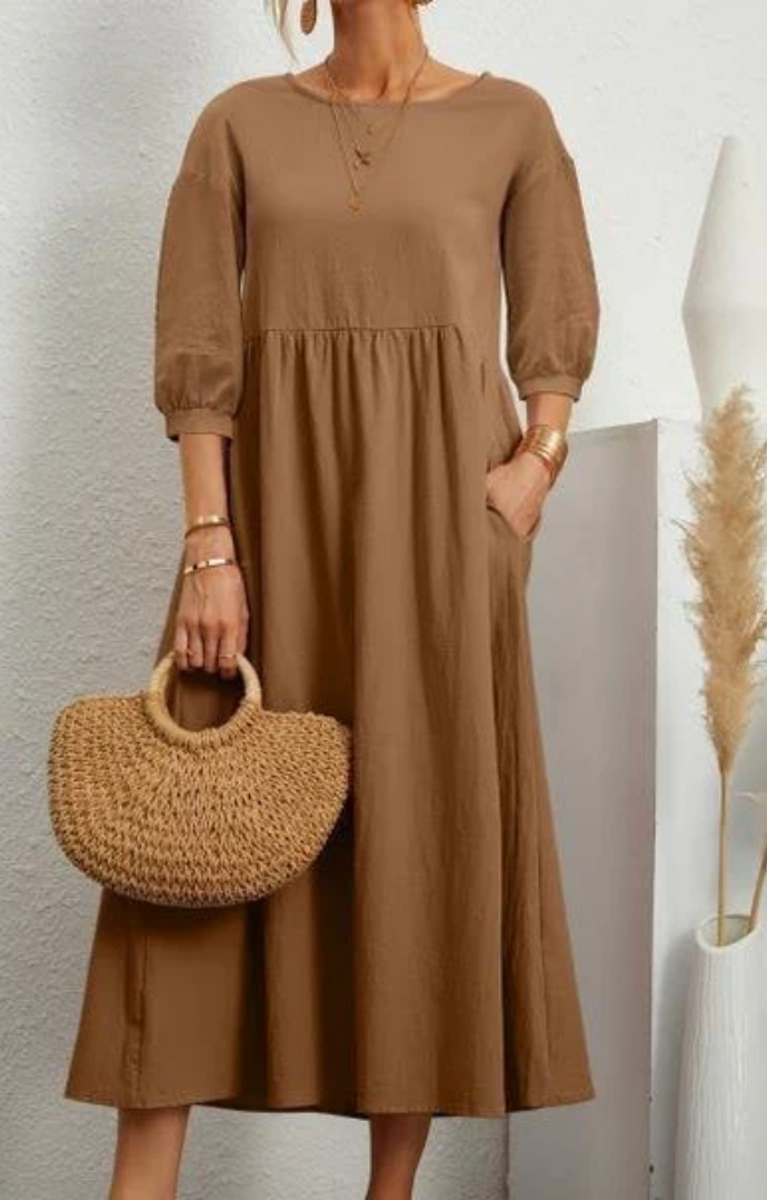 Priella™ - Elegant Puff-Sleeve Maxi Dress