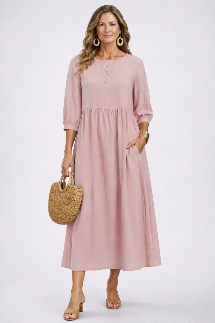 Priella™ - Elegant Puff-Sleeve Maxi Dress