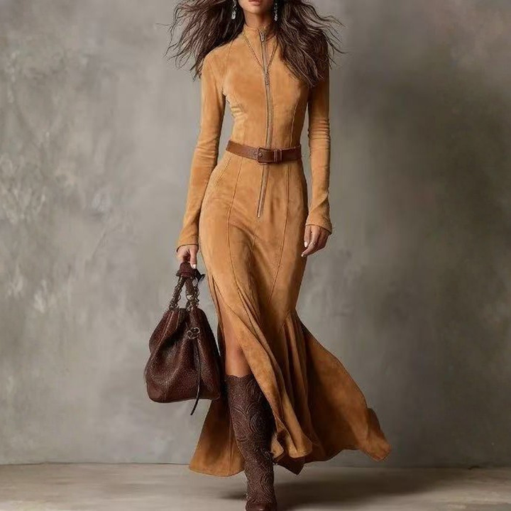 Lunori™ - Alessia Long Suede Dress