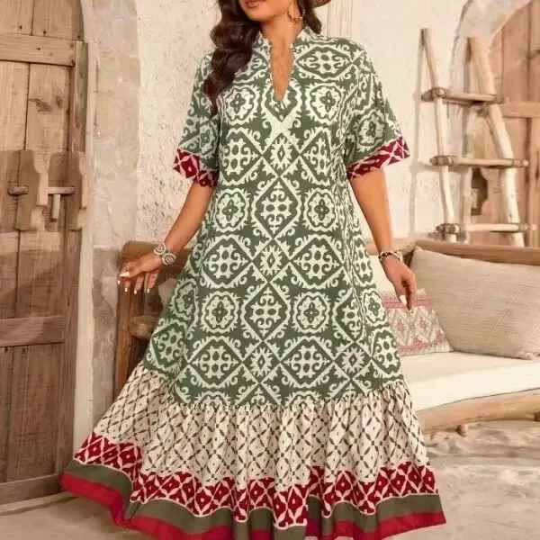 Harlienne™ | Bohemian Pattern Maxi Dress