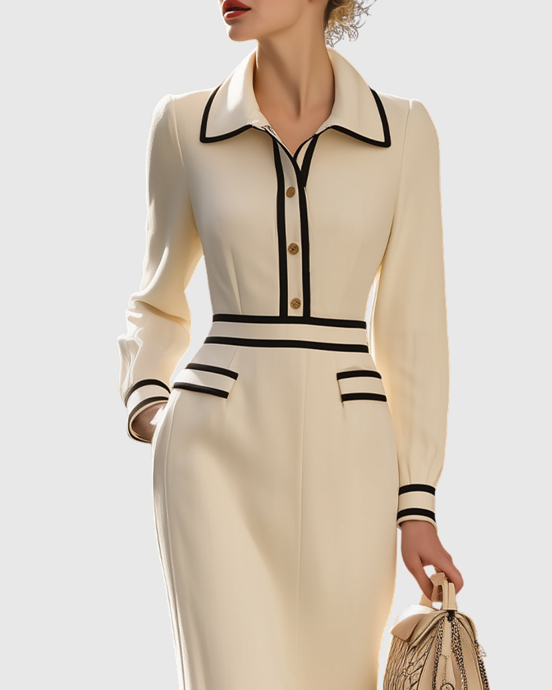Aderyn | Tailored Midi Dress With Button Details