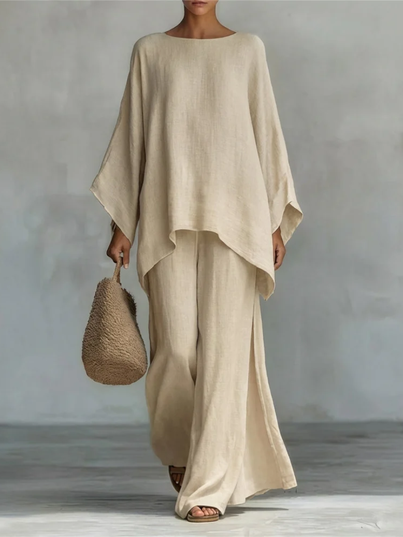 Cristina | Soft Two-Piece Set with Long Sleeves and Wide Pants