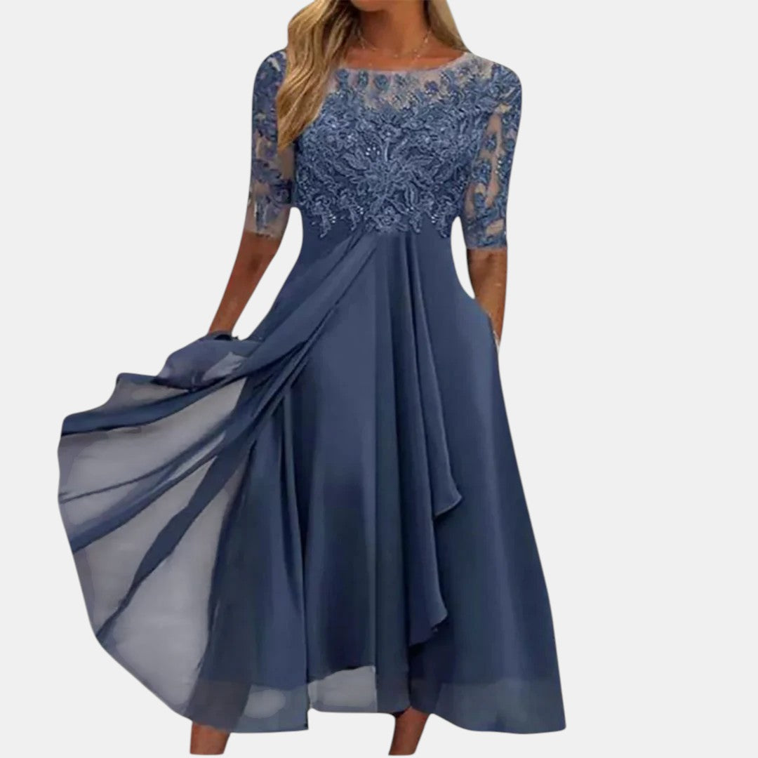 Sabina™ | Soft pleated flowing maxi dress