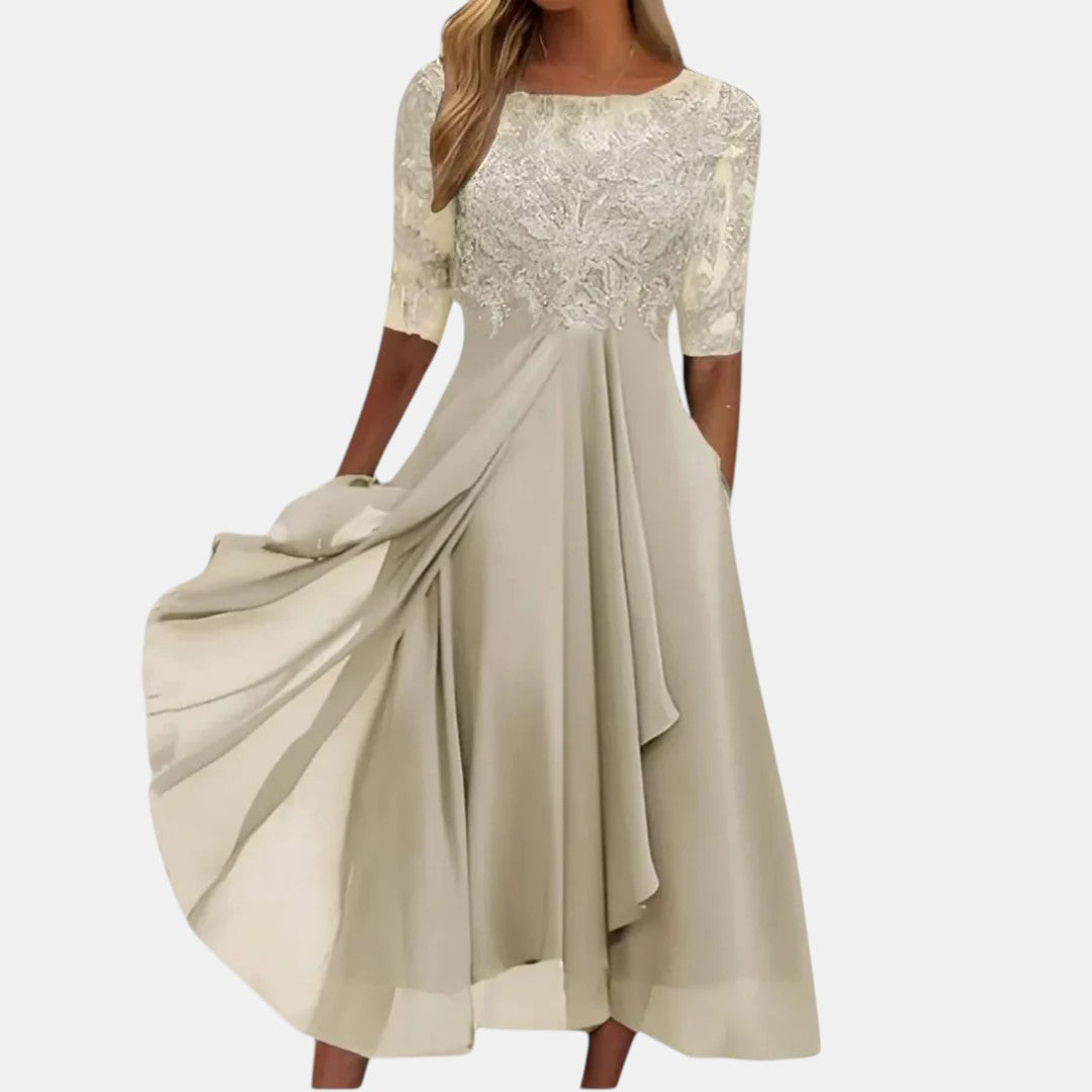 Sabina™ | Soft pleated flowing maxi dress