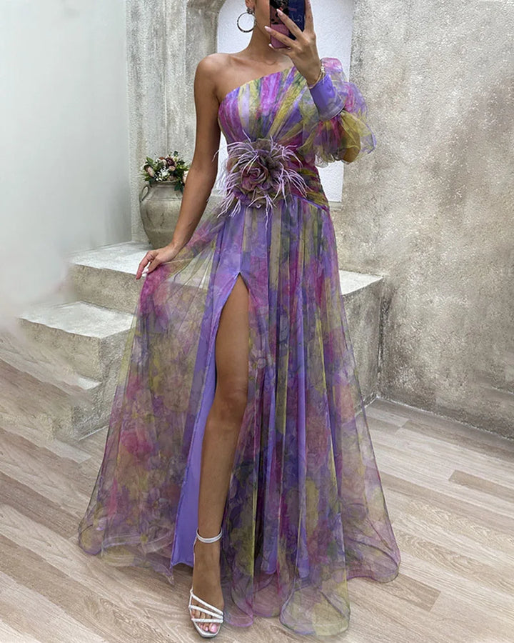 Orit™ | Asymmetrical One-Sleeve Dress with Slit