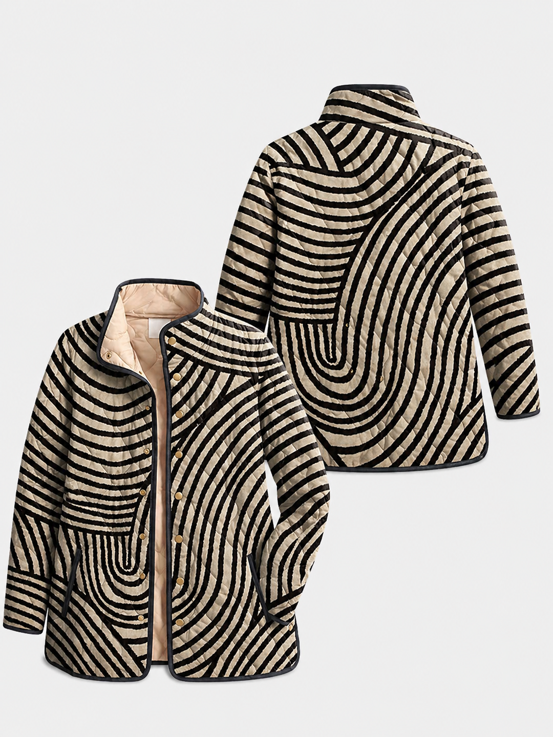 Victoria | Retro Hand-Drawn Circle Design Quilted Jacket