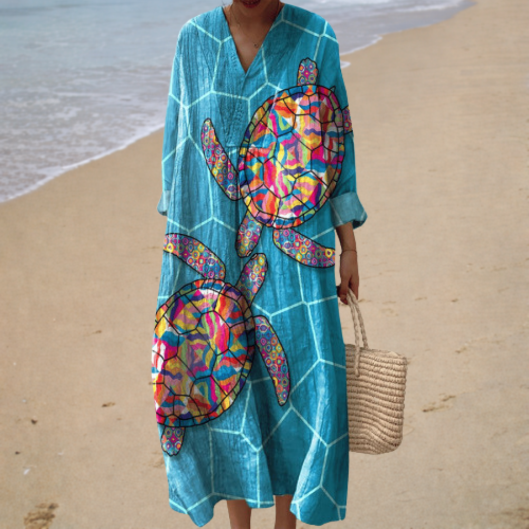 Tiziana | Long Dress with Turtle Motif