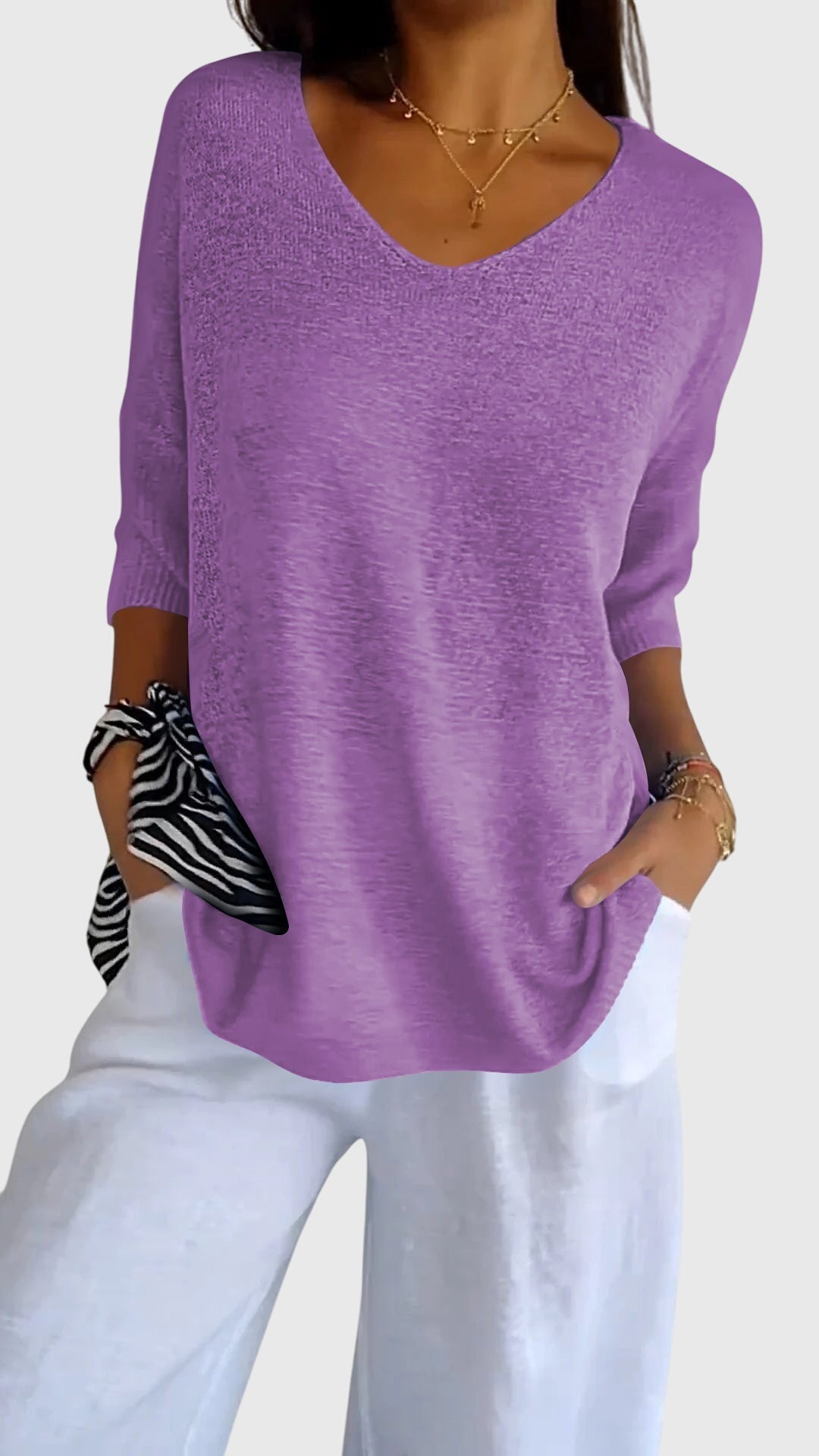 Cassandra™ - Elegant V-Neck Top