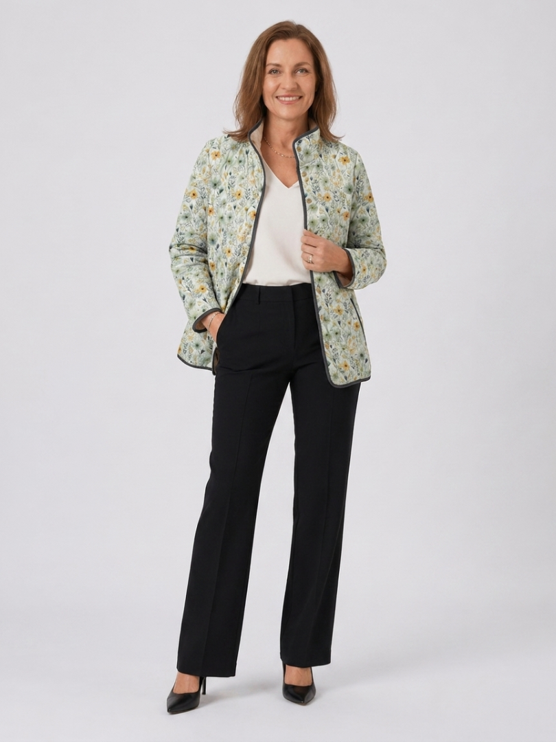 Cheryl | Delightful Floral-Printed Quilted Jacket