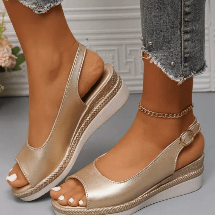 Arlena™ | Open Toe Slingback Wedge Sandals