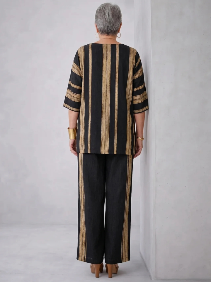 Calden | Comfortable Oversized Striped Top & Relaxed Linen Pants