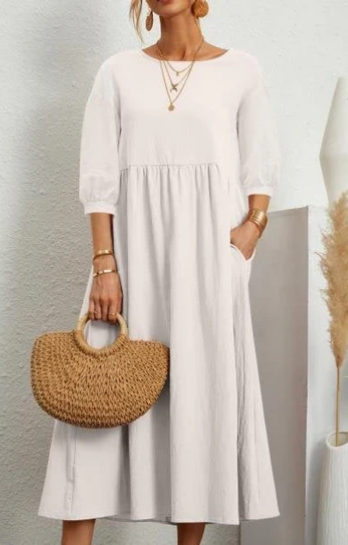 Priella™ - Elegant Puff-Sleeve Maxi Dress