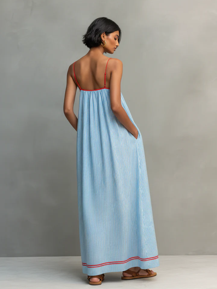Joanne™ | Long striped dress with thin straps