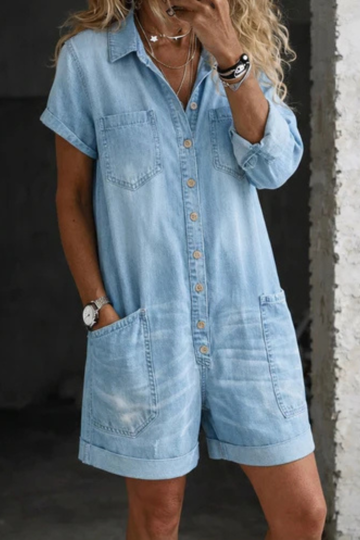 Nora | Casual Denim Jumpsuit Shorts