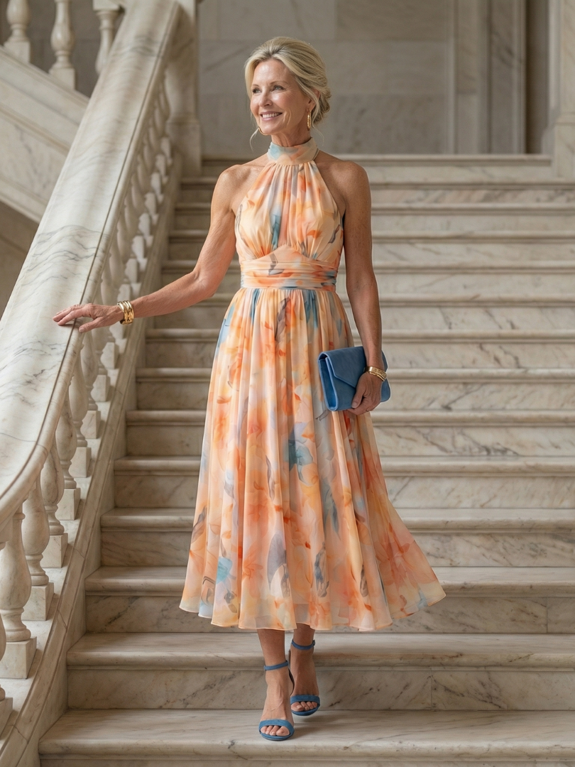 Anthea™ | Soft Halter Midi Dress