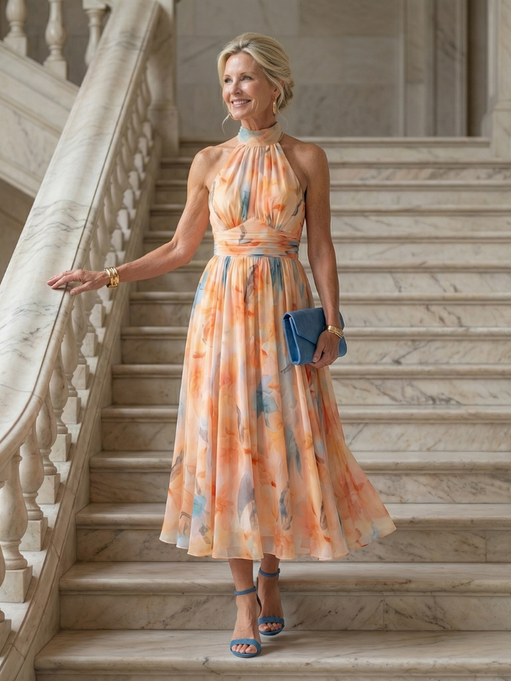 Anthea™ | Soft Halter Midi Dress